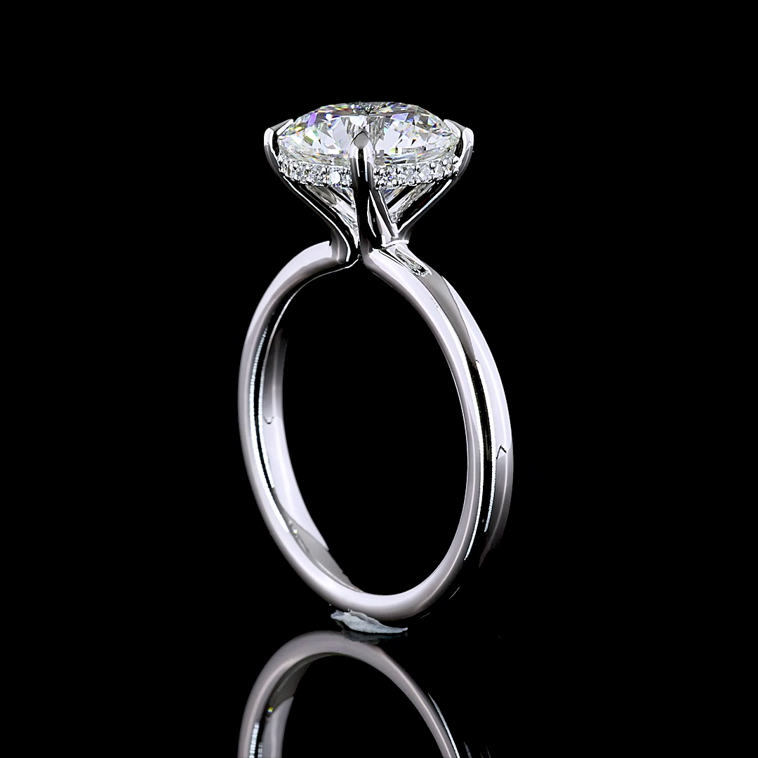 Round Shape Hidden Halo Engagement Ring (Lab Grown)
