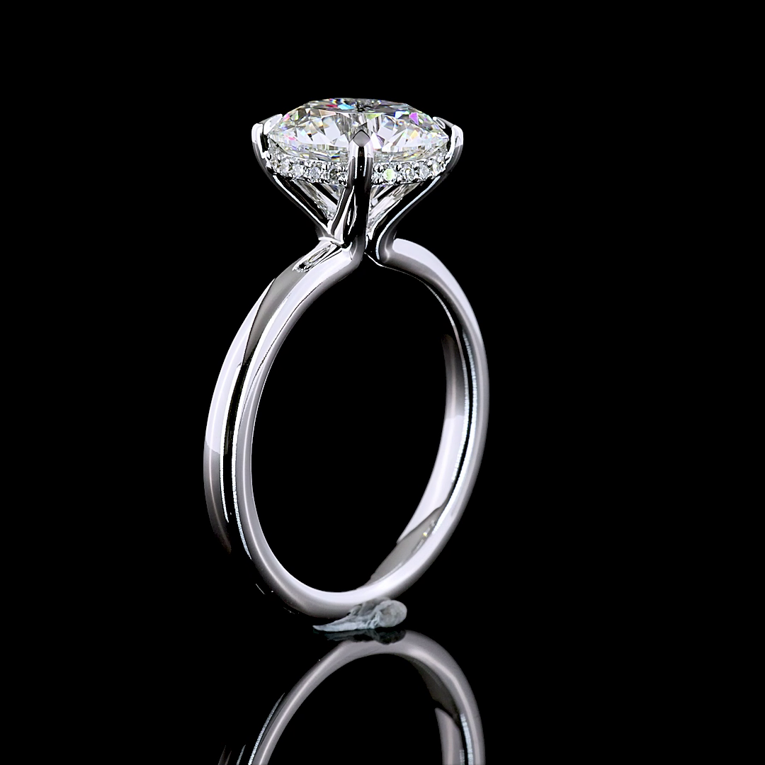 Round Shape Hidden Halo Engagement Ring (Lab Grown)