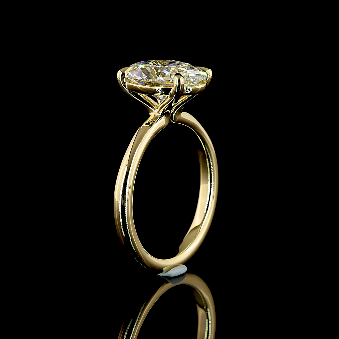 Oval Shape Solitaire Engagement Ring (Lab Grown)
