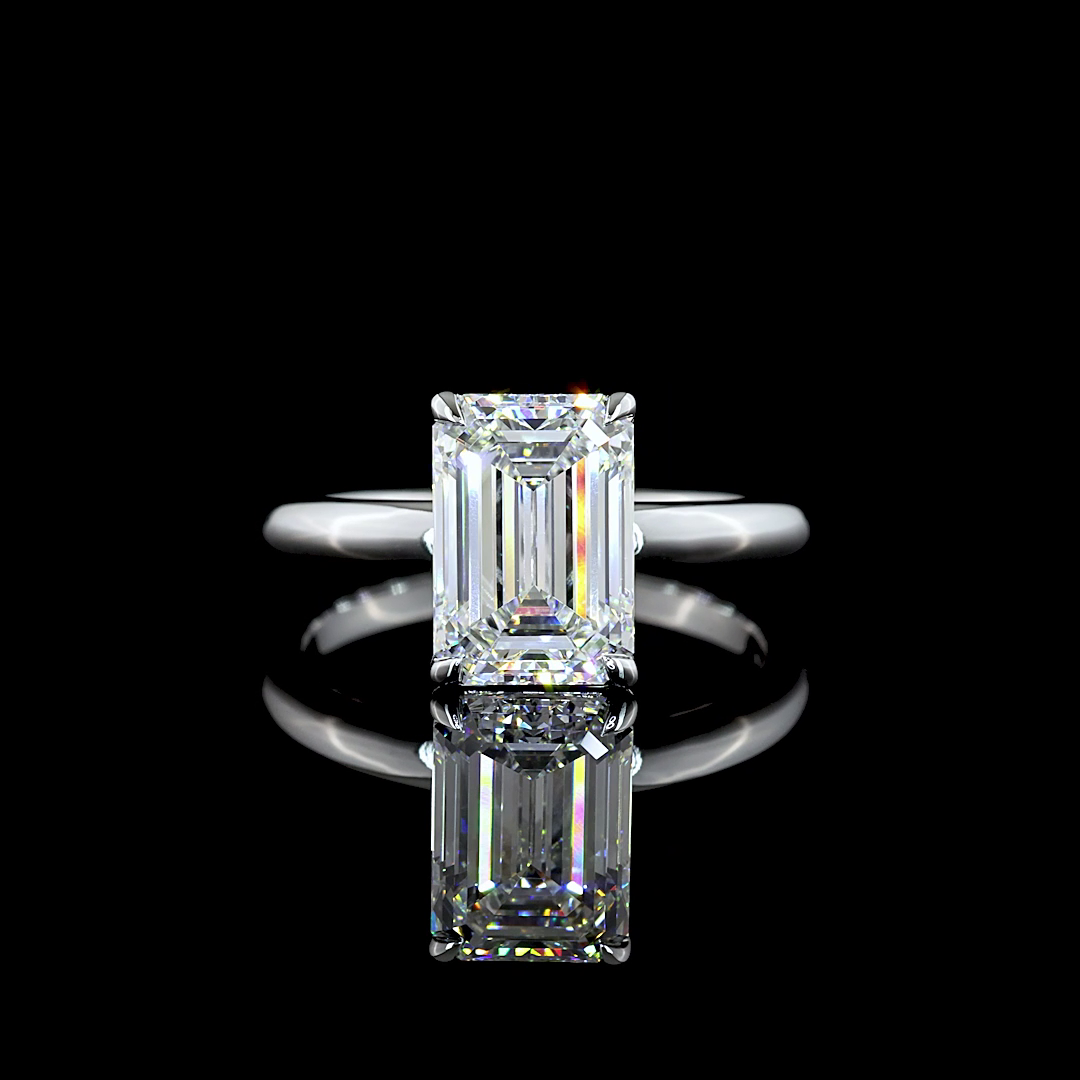 Emerald Shape Solitaire Engagement Ring (Lab Grown)