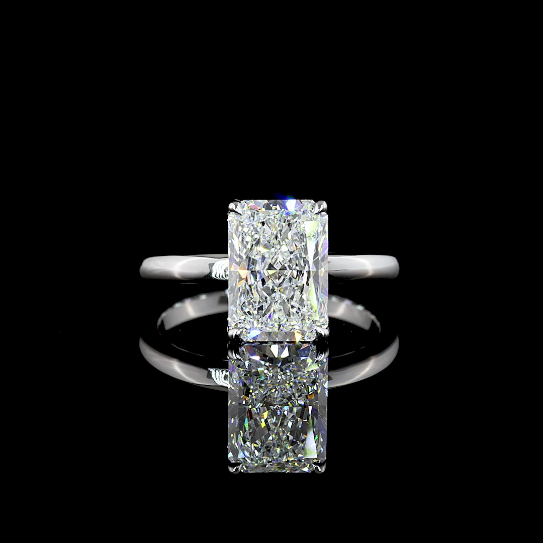 Radiant Shape Hidden Halo Engagement Ring (Lab Grown)