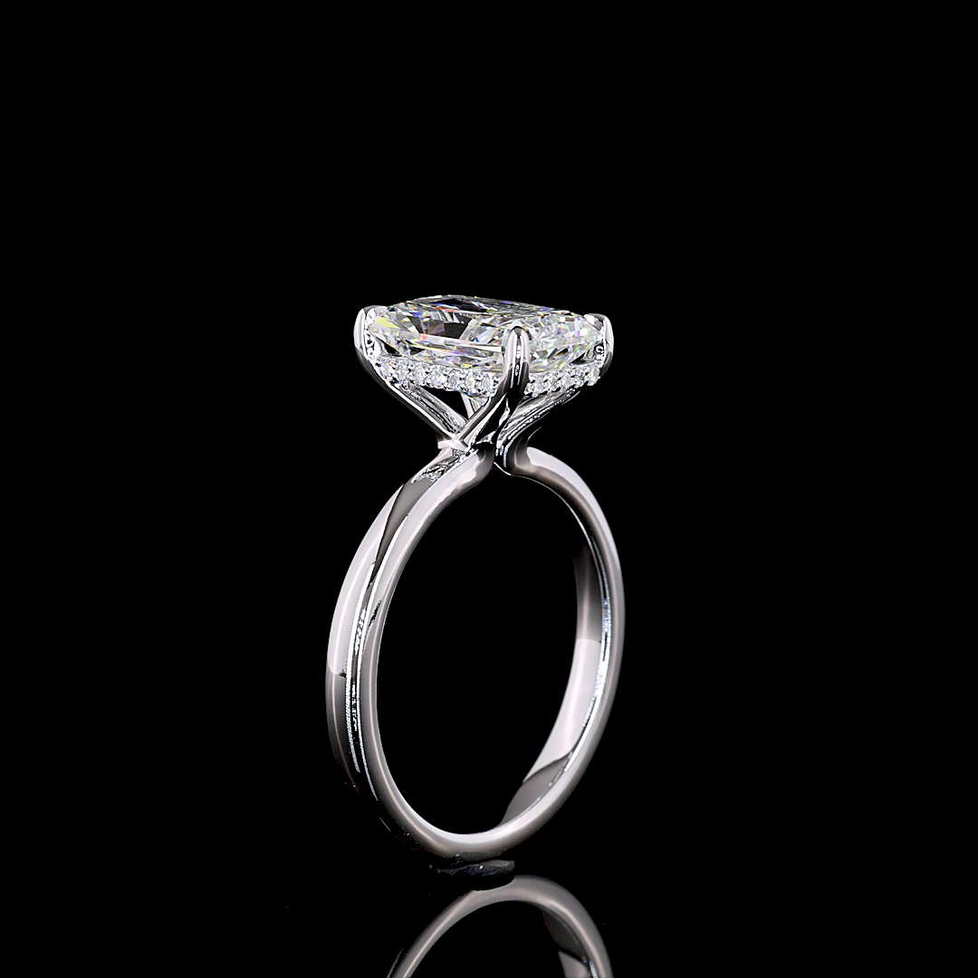 Radiant Shape Hidden Halo Engagement Ring (Lab Grown)