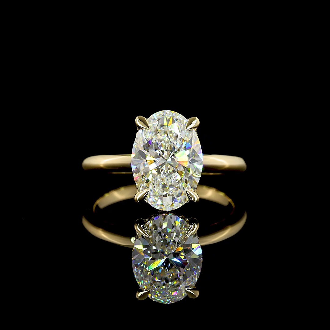 Oval Shape Hidden Halo Engagement Ring (Lab Grown)