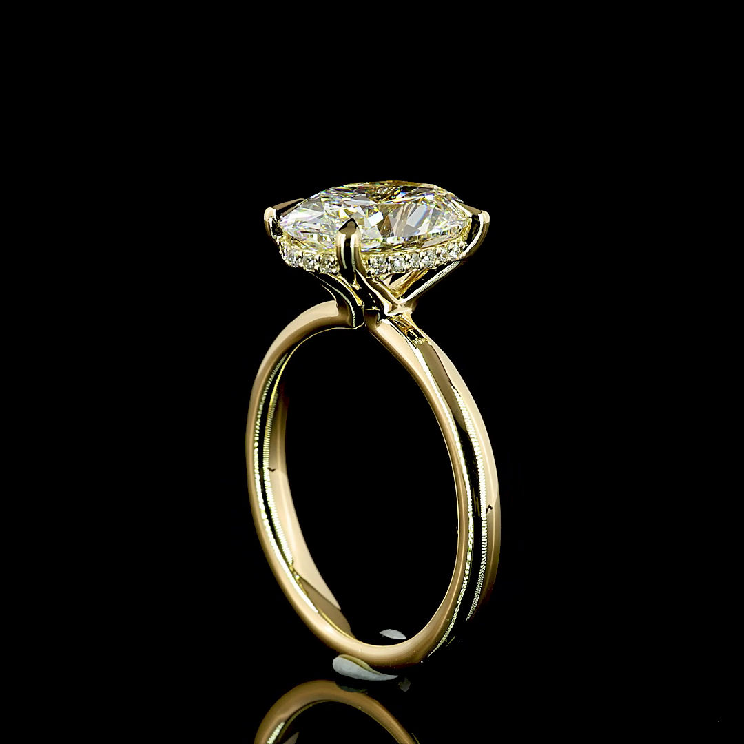 Oval Shape Hidden Halo Engagement Ring (Lab Grown)