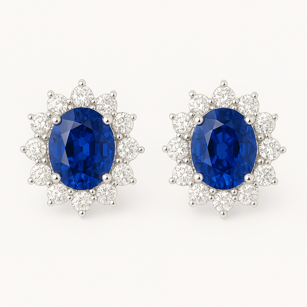 Sapphire with Diamond Stud Earrings