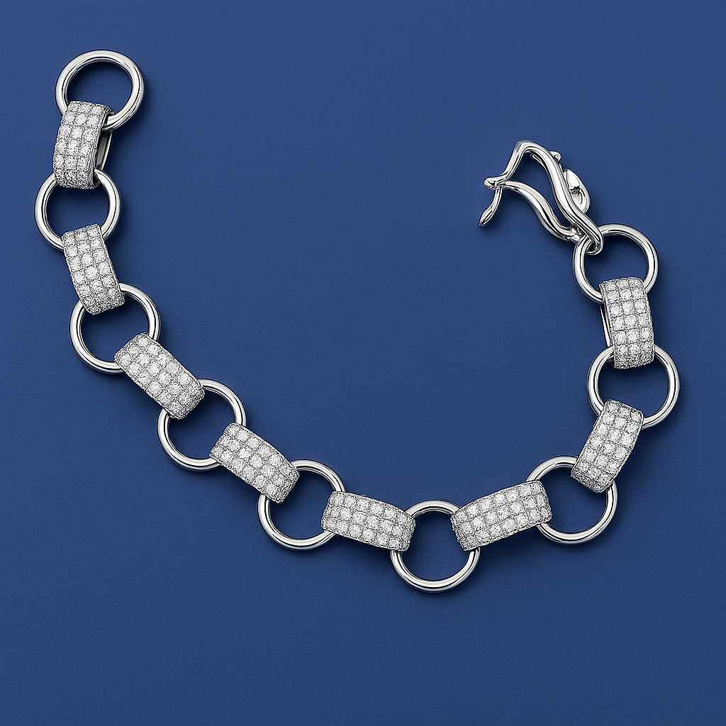 Statement Diamond Link Bracelet in 18k White Gold