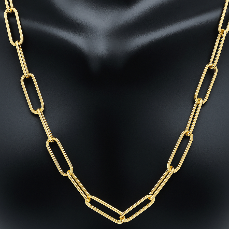Yellow Gold Paper Clip Necklace