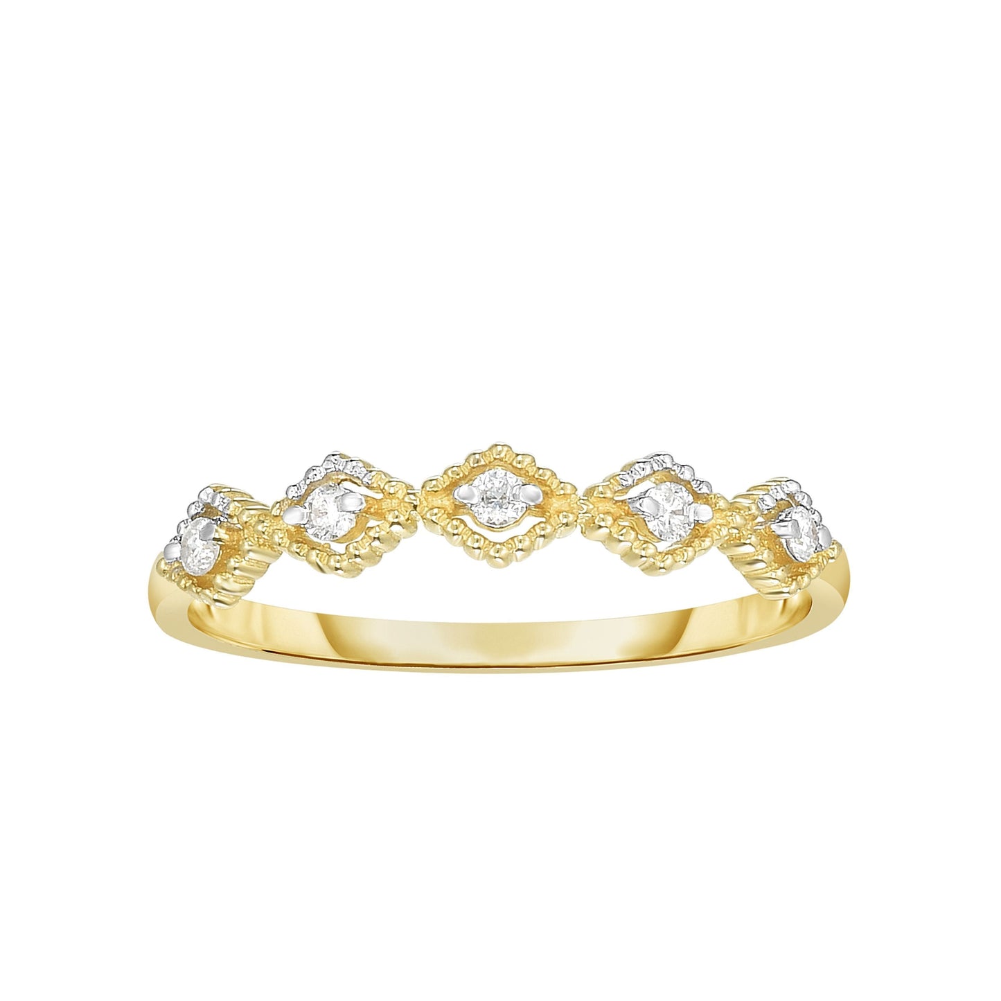Kite Shape Stackable Diamond Band Ring in 14k Yellow Gold