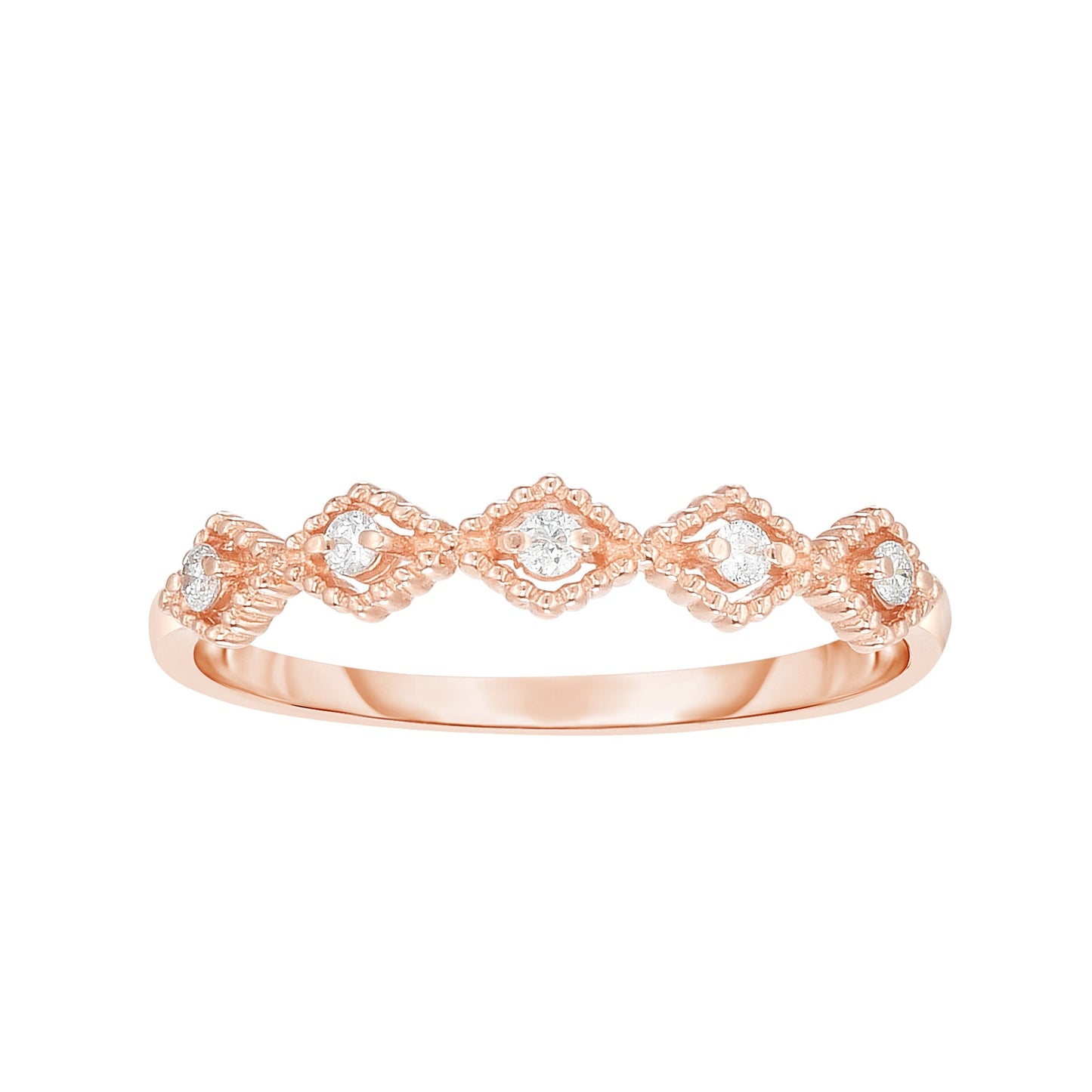 Kite Shape Stackable Diamond Band Ring in 14k Rose Gold