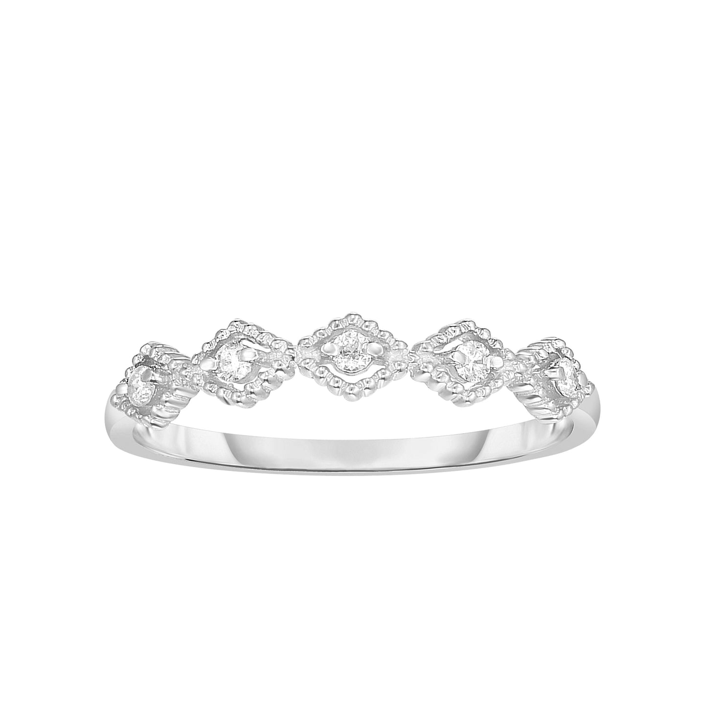 Kite Shape Stackable Diamond Band Ring in 14k White Gold