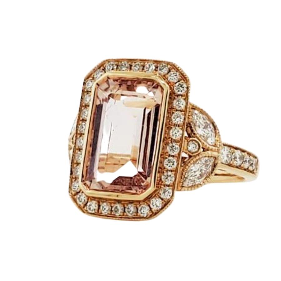 Morganite Diamond Ring in 18k Rose Gold