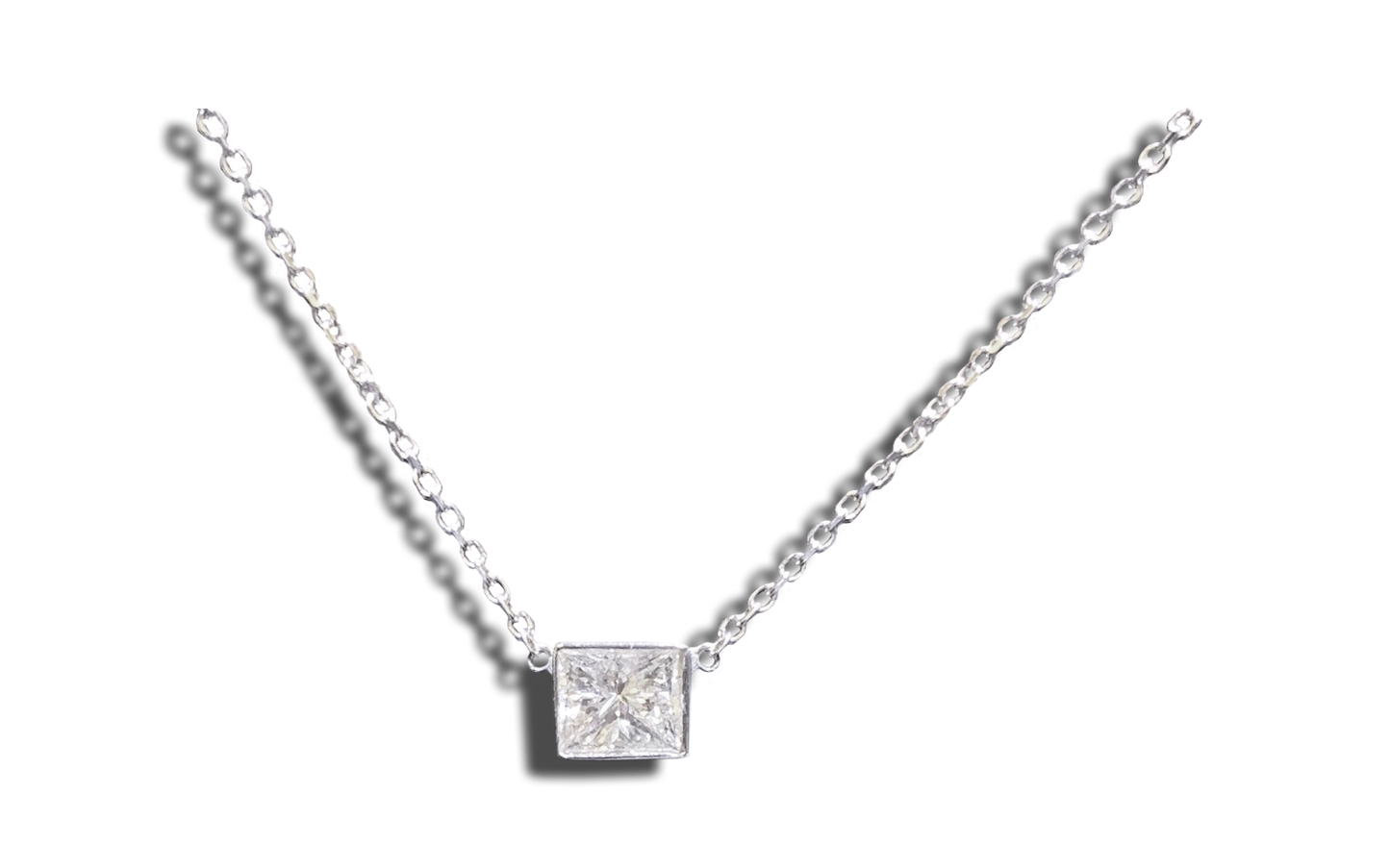 Single Princess Cut Diamond Pendant