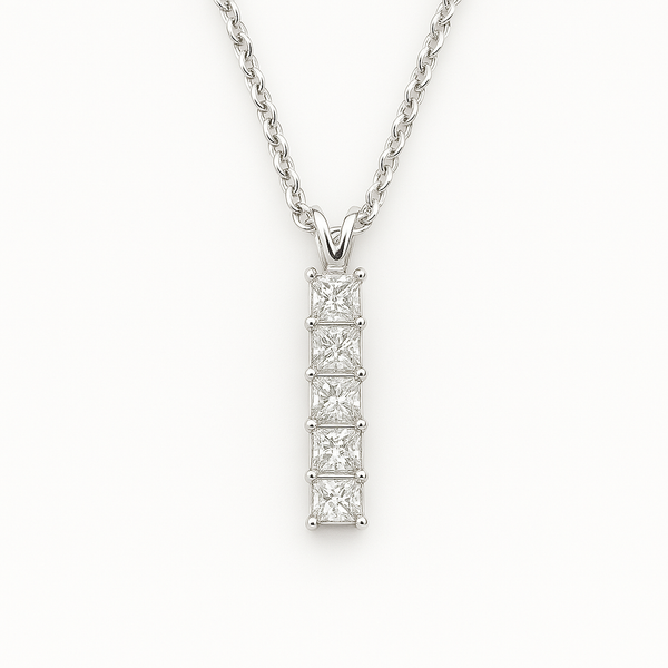 5 Stone Princess Diamond Pendant