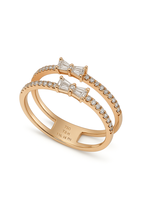 Diamond Bow Tie Ring in Rose Gold