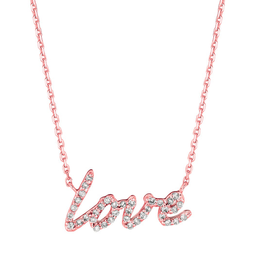 Diamond Love Pendant in Rose Gold