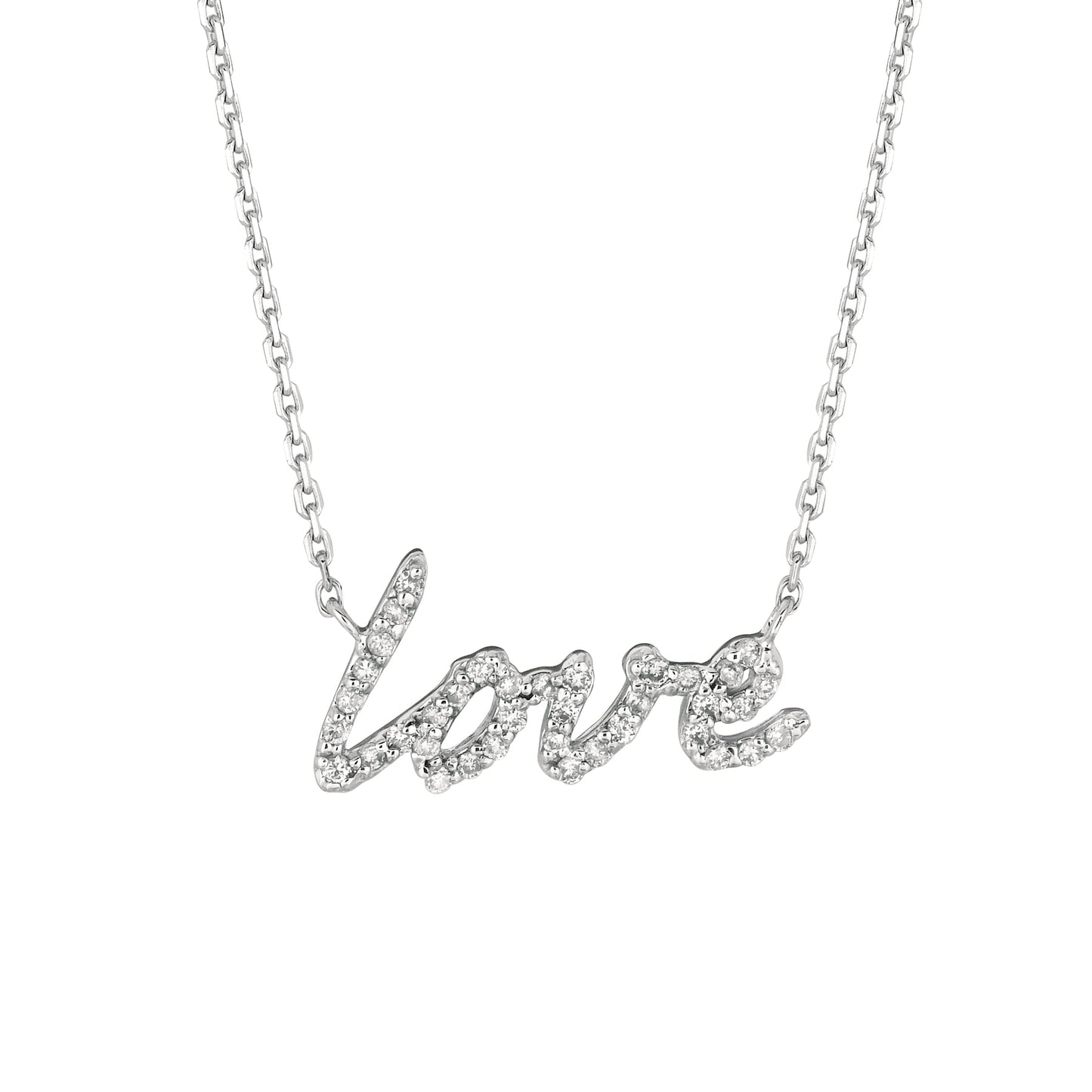 Diamond Love Pendant in White Gold