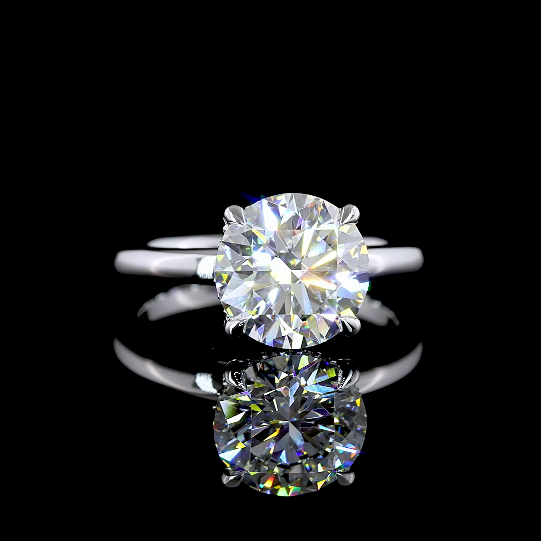 Round Shape Hidden Halo Engagement Ring (Lab Grown)
