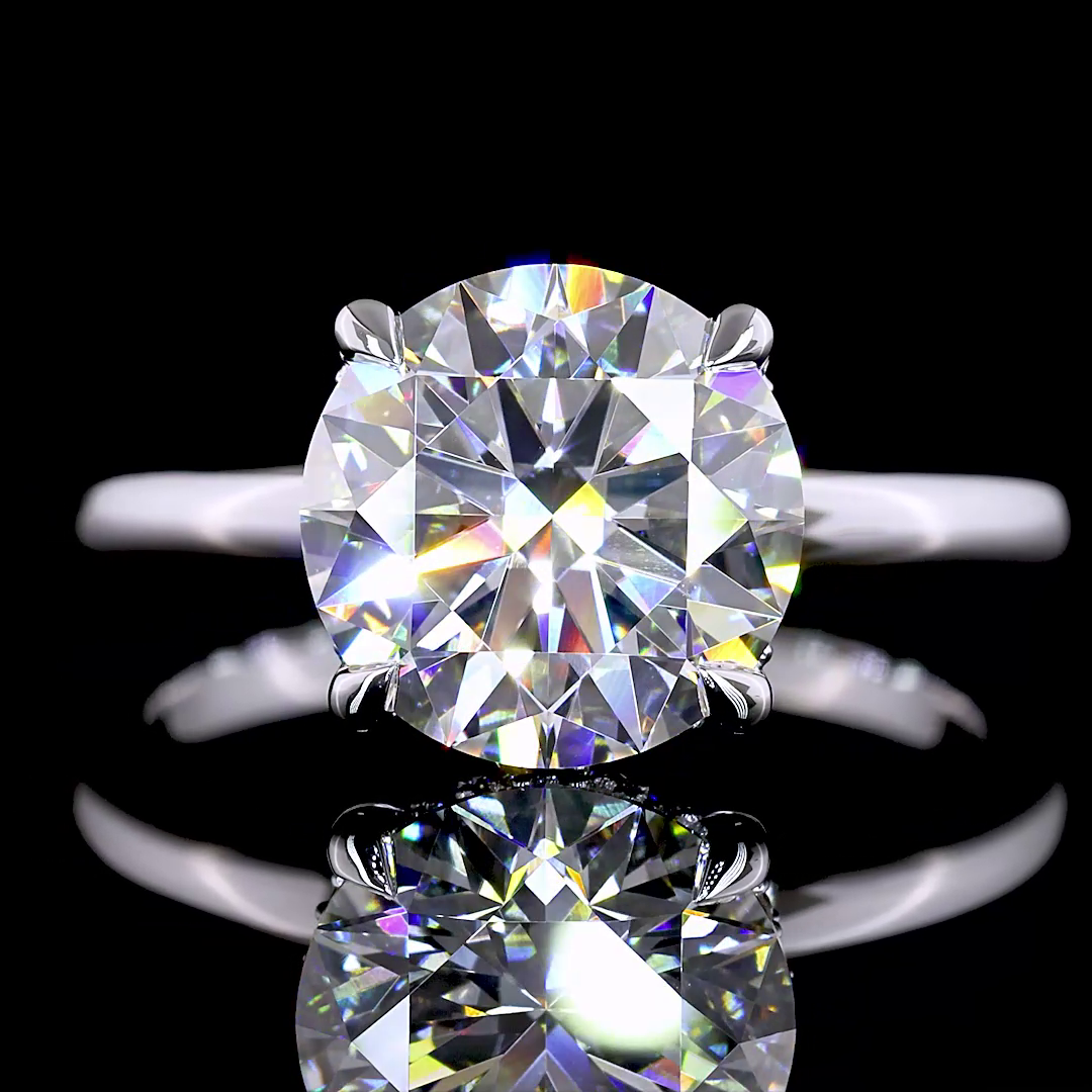 Round Shape Hidden Halo Engagement Ring (Lab Grown)