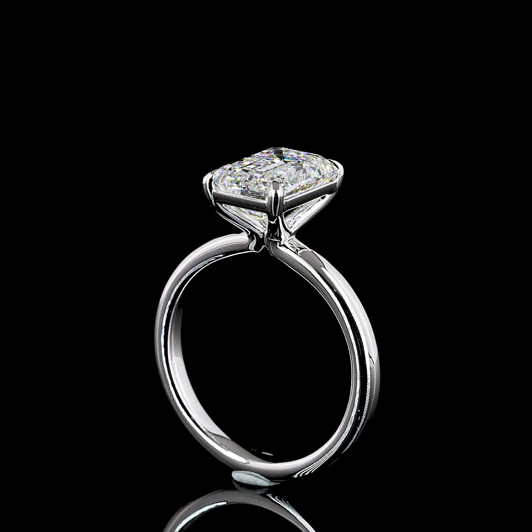 Emerald Shape Solitaire Engagement Ring (Lab Grown)