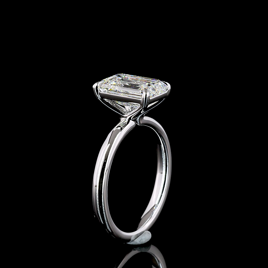 Emerald Shape Solitaire Engagement Ring (Lab Grown)