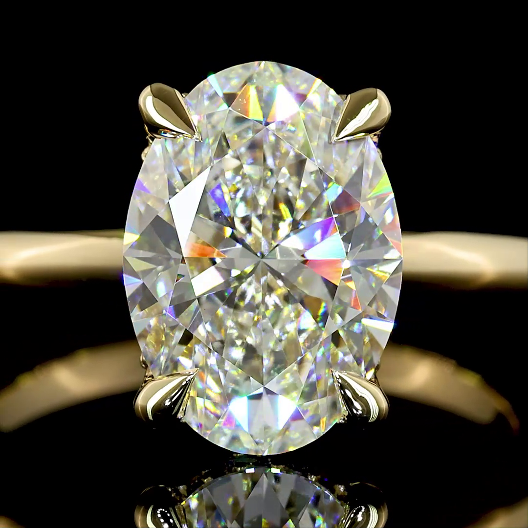 Oval Shape Hidden Halo Engagement Ring (Lab Grown)
