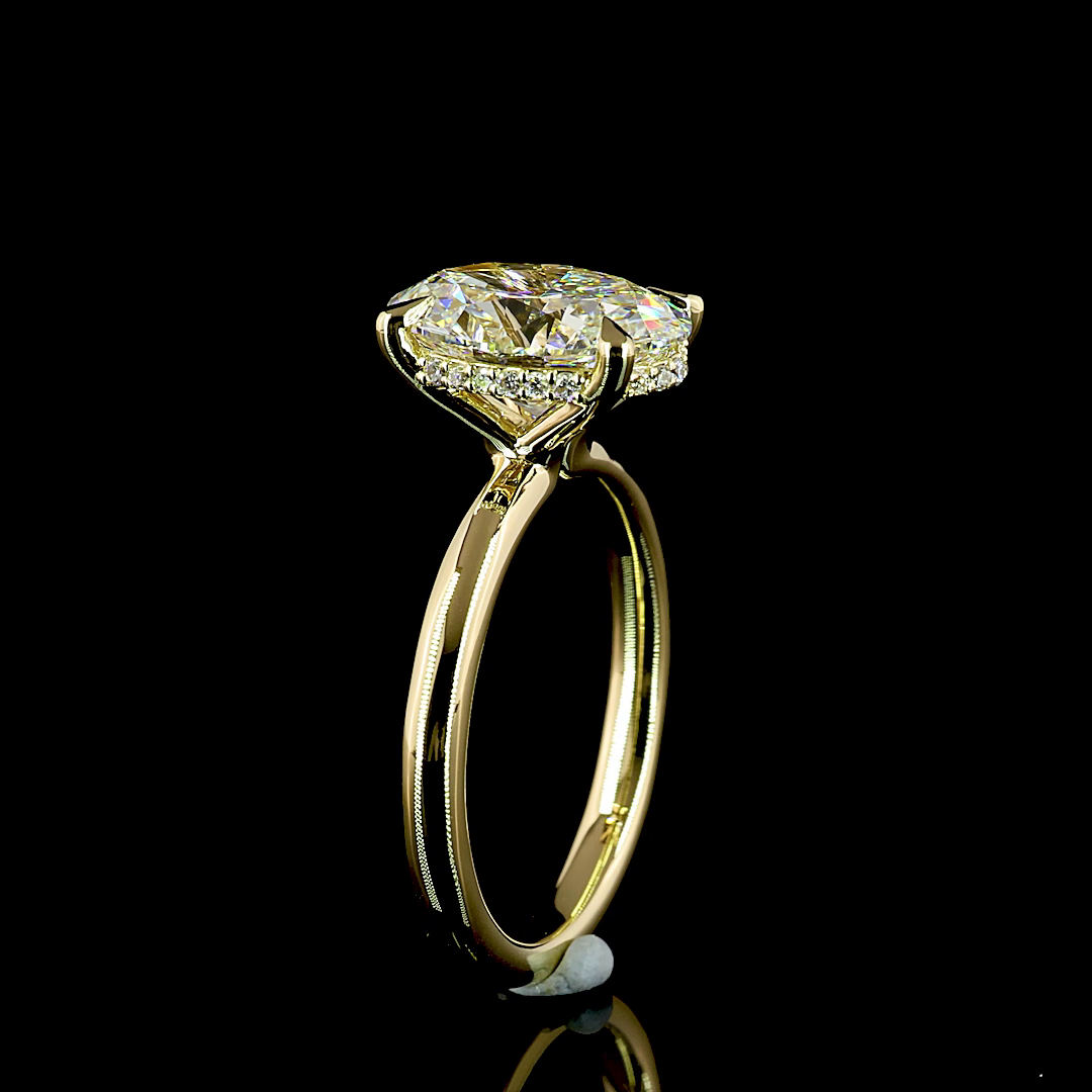 Oval Shape Hidden Halo Engagement Ring (Lab Grown)