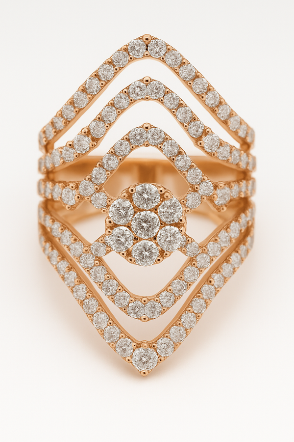 Diamond Cluster Statement Ring in Rose Gold