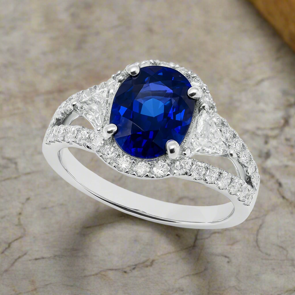 Sapphire Ring with Diamonds