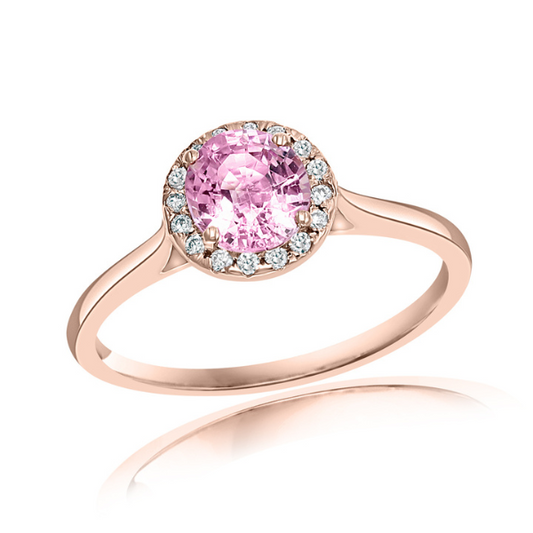 Pink Sapphire Halo Ring