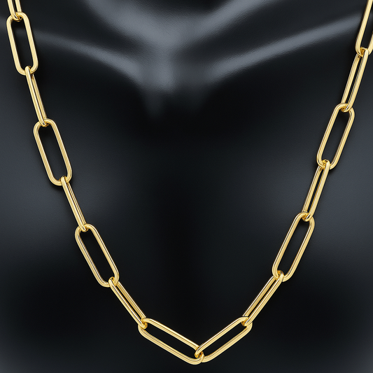 Yellow Gold Paper Clip Necklace