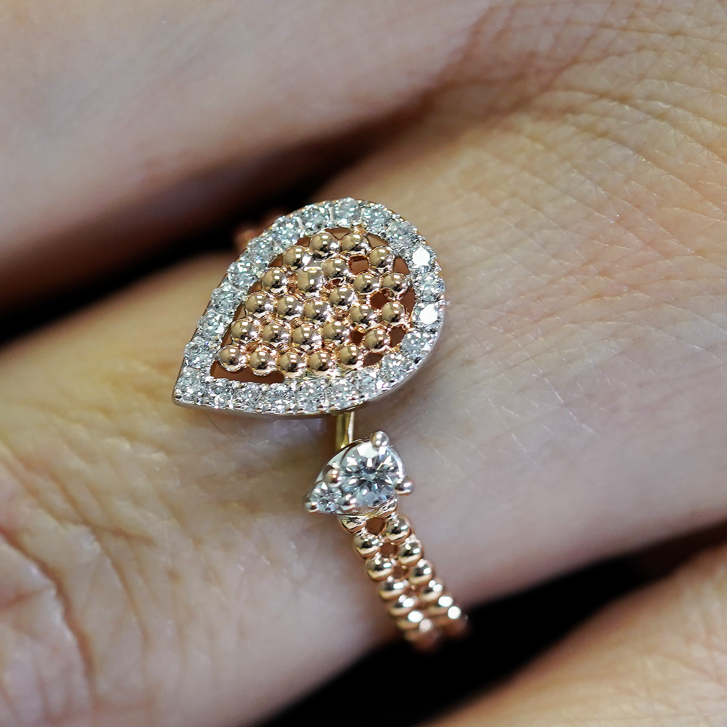 Pear Shaped Pave Ring