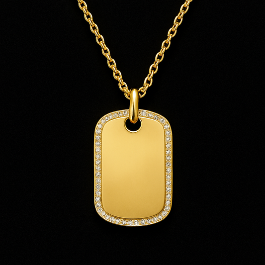 Dog-tag Pendant with Diamonds
