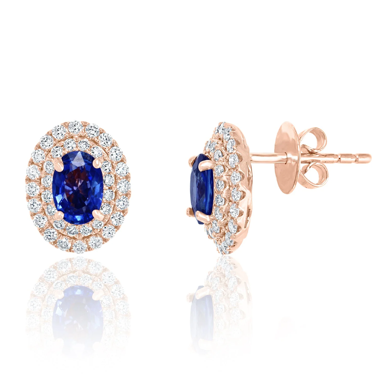 Sapphire Diamond Earrings in 14k Rose Gold