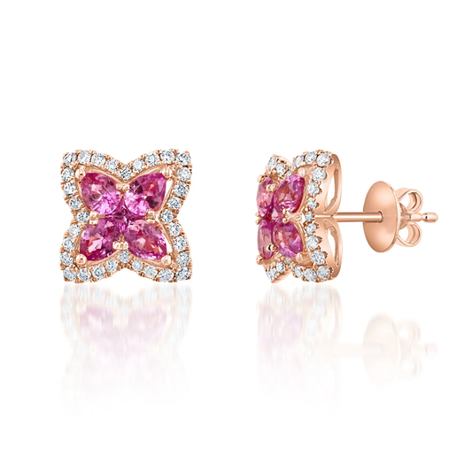 Butterfly Pink Sapphire Stud Earrings in 18k Rose Gold