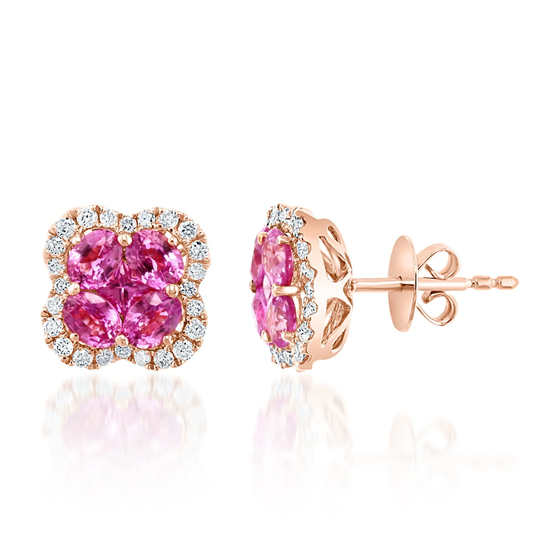 Pink Sapphire Stud Earrings in 18k Rose Gold