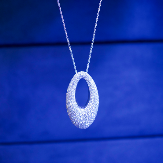 Oval Pave DIamond Pendant