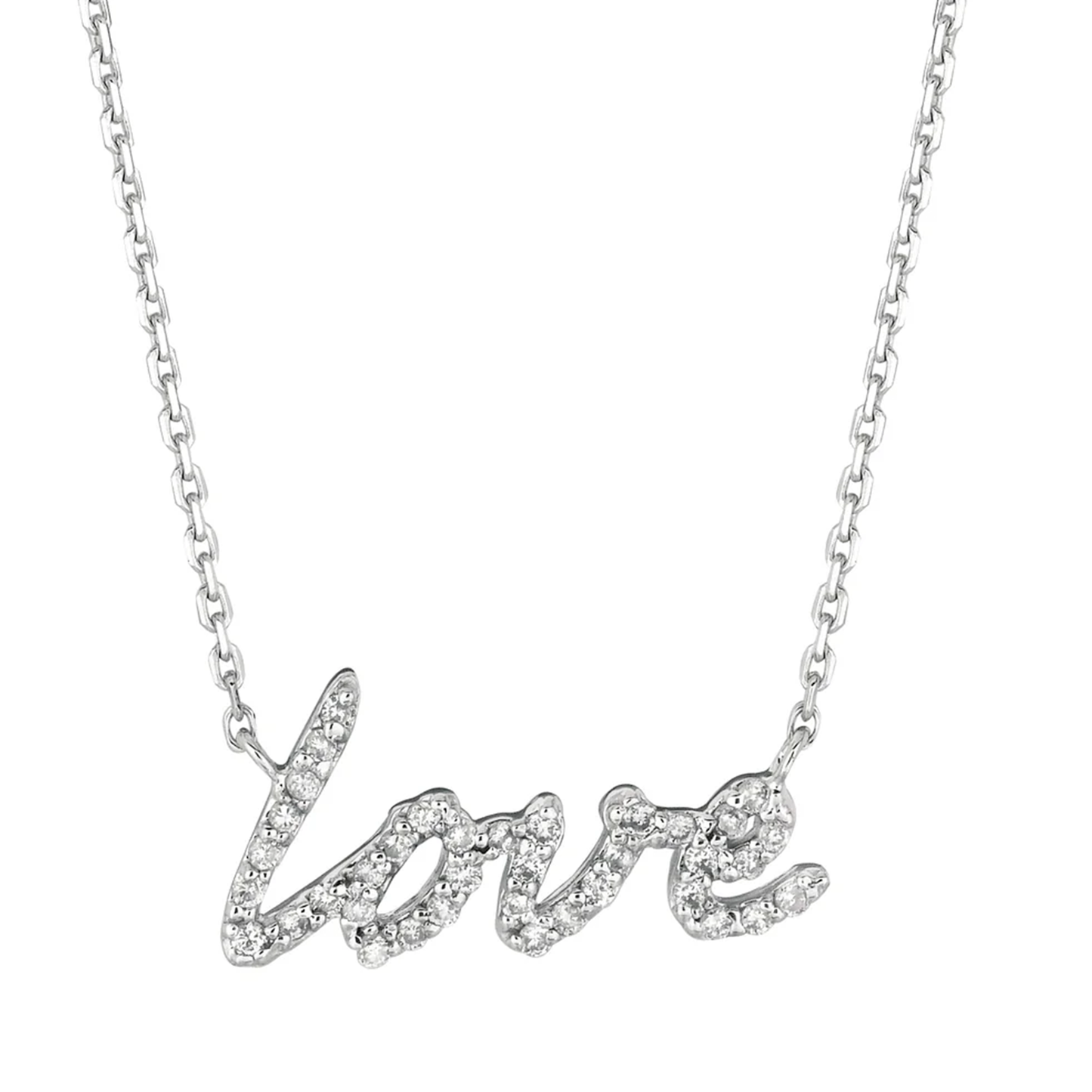 Diamond Love Pendant in White Gold