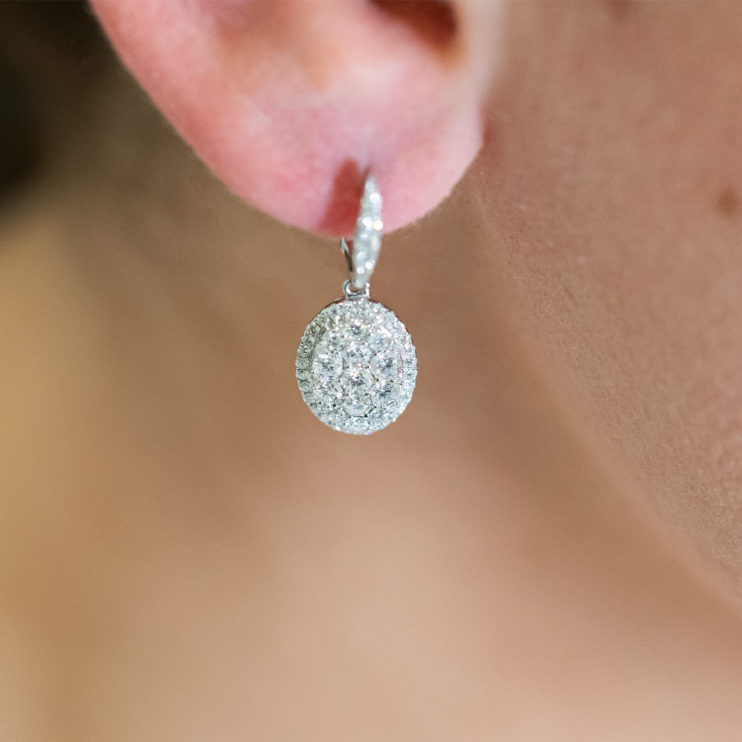 Drop Earrings in Pavé Diamonds