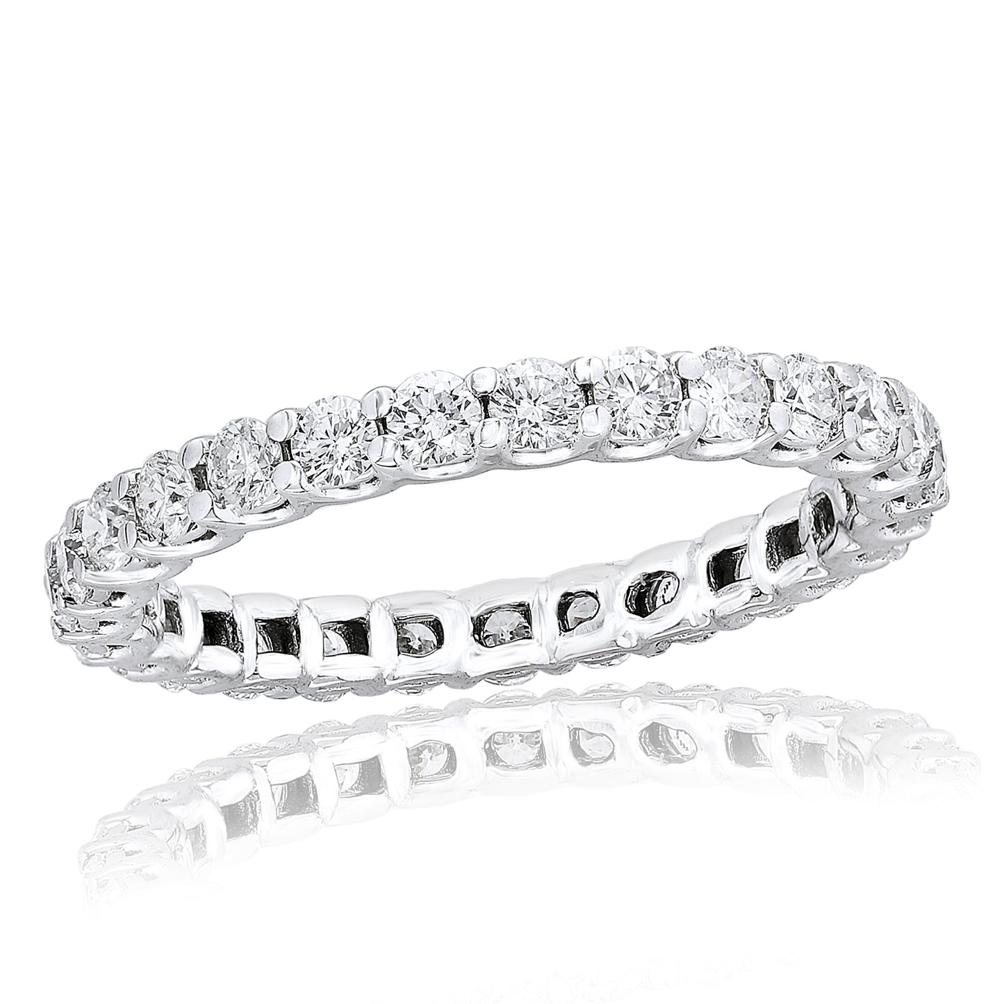 Shared Prong Diamond Eternity Wedding Band in White Gold