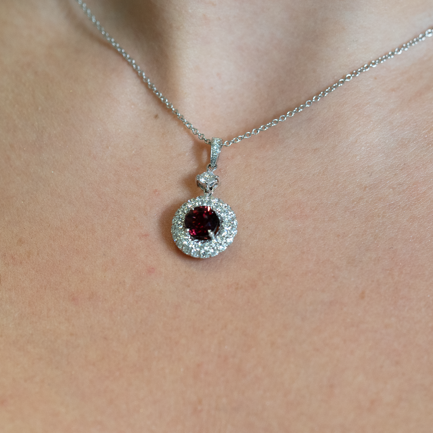 Rhodolite and Diamond Pavé Pendant