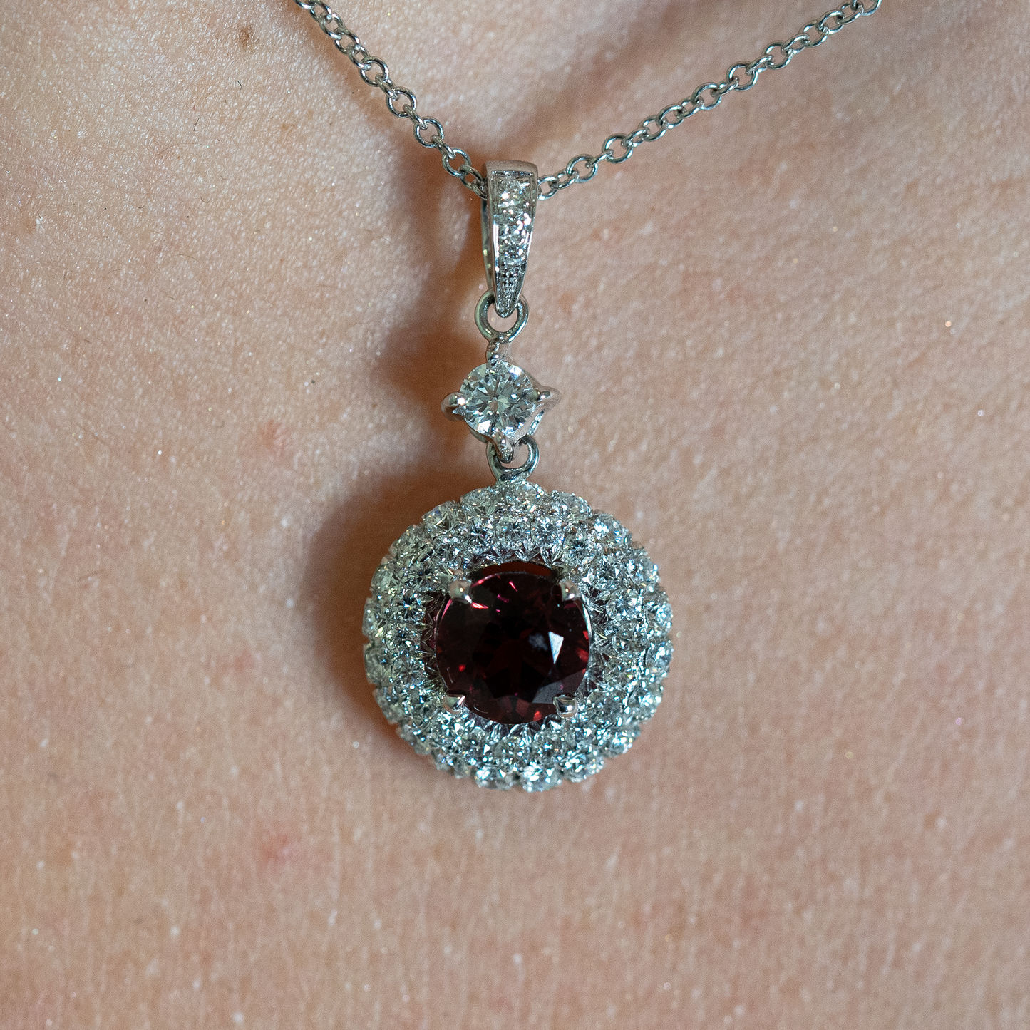 Rhodolite and Diamond Pavé Pendant