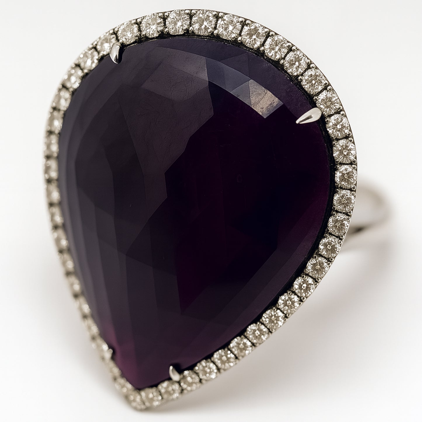 Slice Ruby Halo Diamond Ring