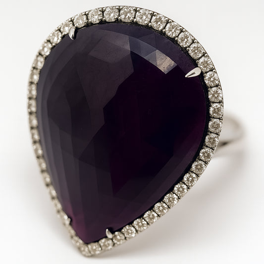 Slice Ruby Halo Diamond Ring