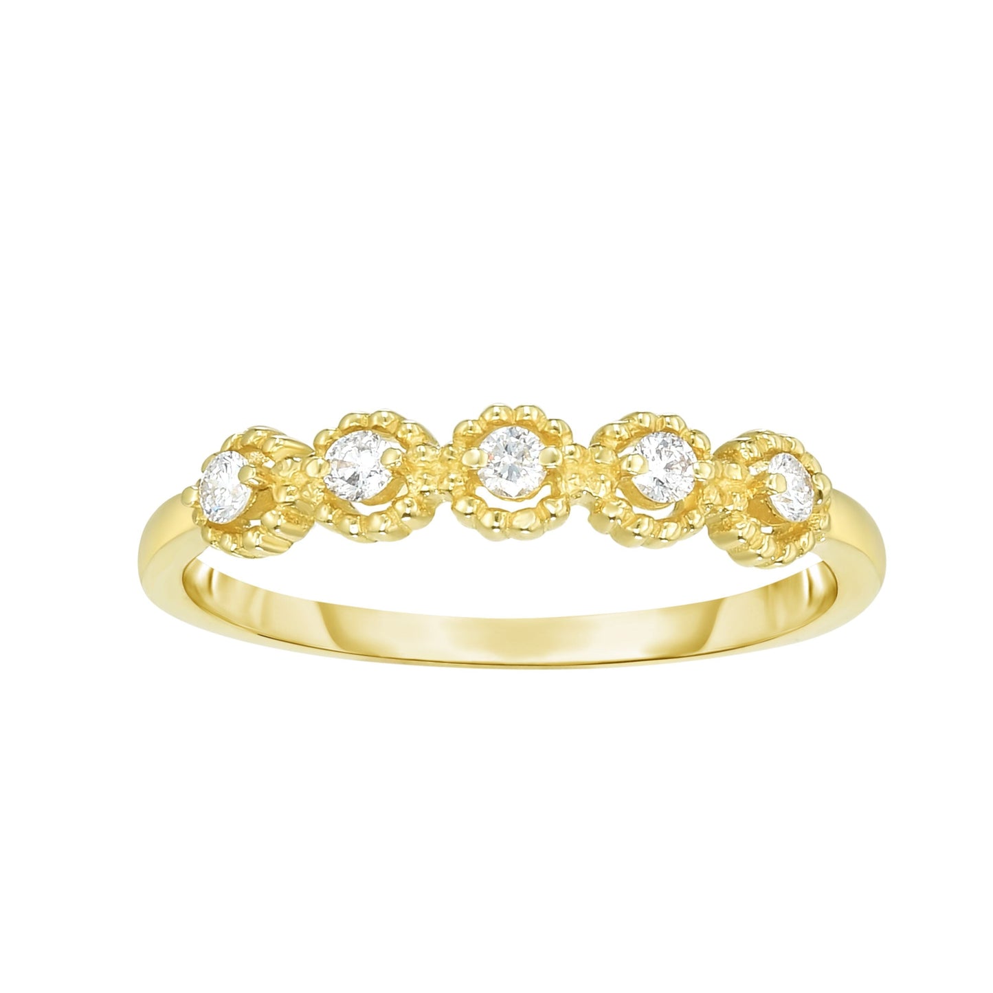 Diamond Round Shape Stackable Ring/Ban - Sizable