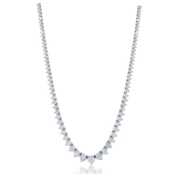 Diamond Tennis Necklace and Chain in 14k White Gold (10.00ct)
