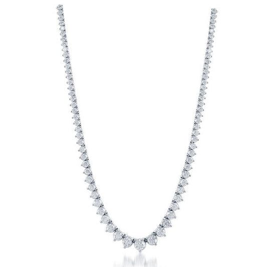 Diamond Tennis Necklace and Chain in 14k White Gold (10.00ct)