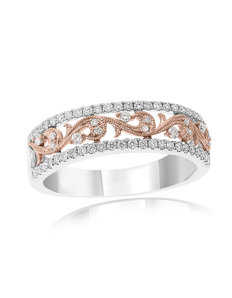 Diamond Ring in 14k White and Rose Gold