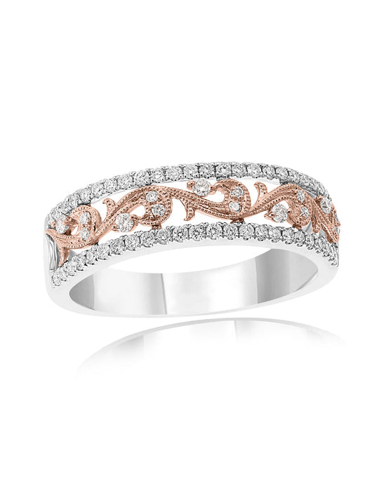 Diamond Ring in 14k White and Rose Gold