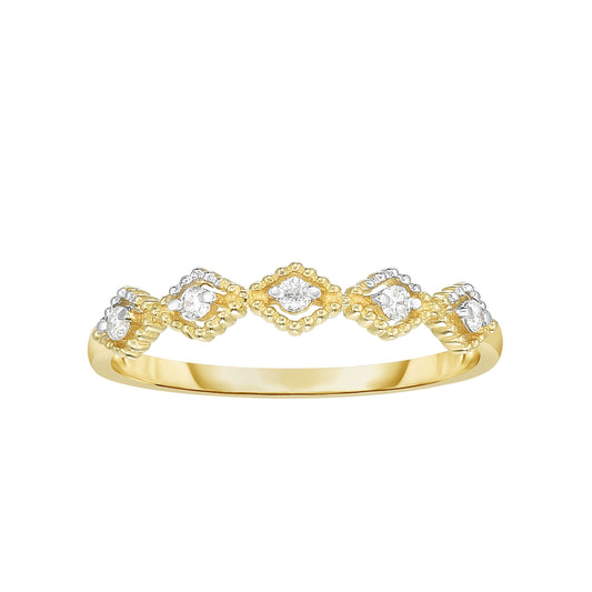 Kite Shape Stackable Diamond Band Ring in 14k Yellow Gold