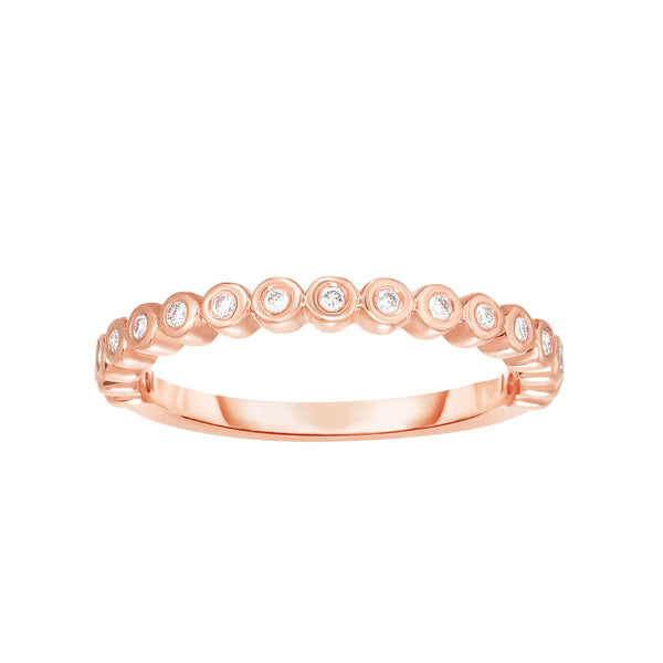 Diamond Bezel-Set Stackable Band Ring in 14k Rose Gold - Sizable
